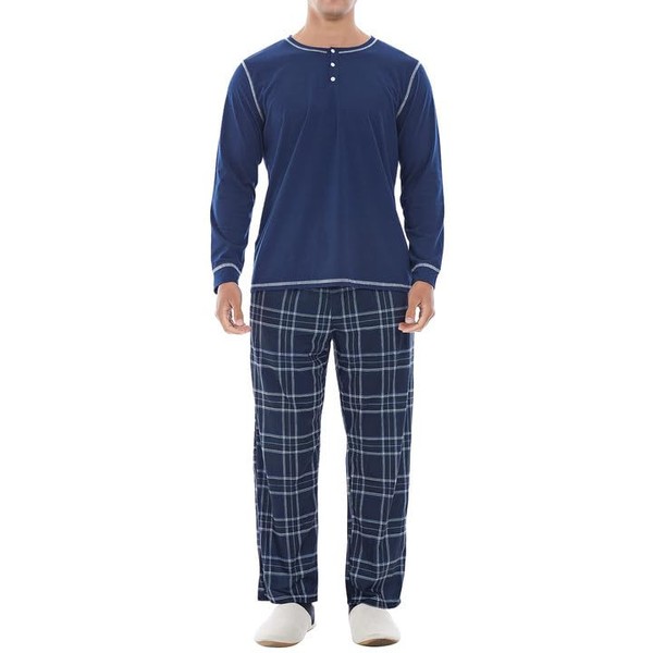 Yoimira Mens Pajamas Set Long Sleeve, Pajamas for Men Soft Comfy, Men's Sleepwear Set Cotton