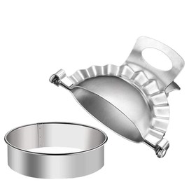 ABOOFAN 2pcs Dumpling Maker Set Stainless Steel Dumpling Mould Ravioli Maker and Flour Ring Cutters for Dumpling Ravioli Pastry Empanadas