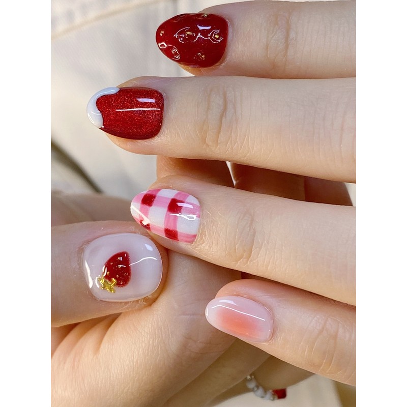 [Janef] Berry Berry StrawberryHandmade Nail Tips - No selection /