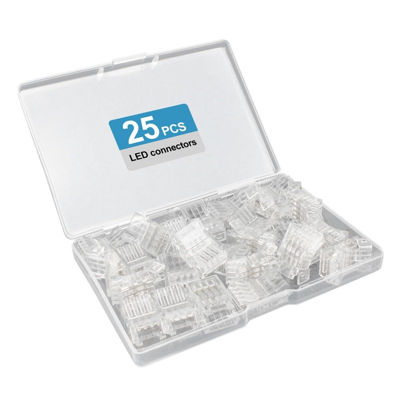RGBZONE 25Pcs 8mm 4 Pin LED Connectors Gapless Solderless LED
