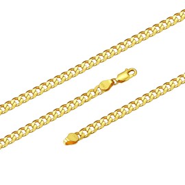Gold 5MM Sturdy Mens Silver Curb Chain Necklace Sterling Silver Chain Jewelry Charms