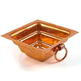 Copper Hawan Homa Yagya Kund Aahuti Patra Indian Traditional Religious Agnihotra Havan Kund Yajna for Temple Home Hindu Navratri Puja Item Festivals Pooja Essential and Gifting (Copper- 4"x4")