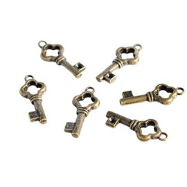 Wholesale Charms Set 50 Tiny Skeleton Key Bronze Tone Charms Jewelry Making Supply Pendant Keychains Bracelet DIY Crafting