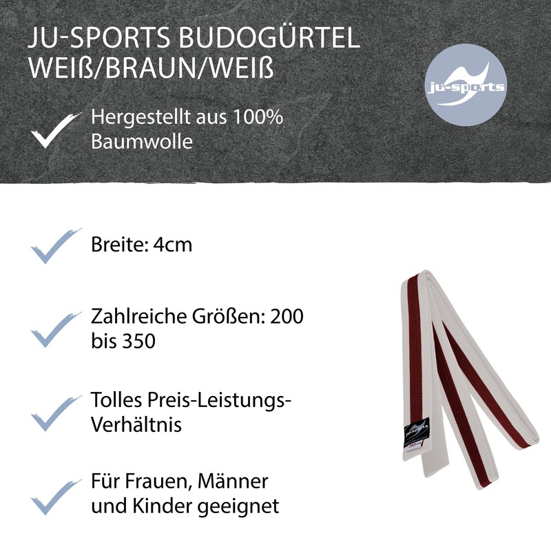Ju-Sports Budogürtel Belt, White/Brown, 220