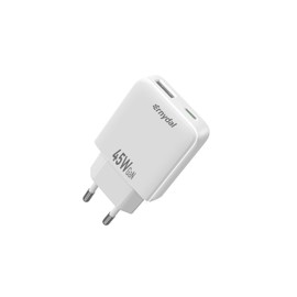 45 W GaN USB-C Charger Ultra Flat - Dual Port Wall Charger with Quick Charge Function - Compatible with Smartphones & Laptops - Space-saving & Safe with Temperature Protection - USB-C & USB-A Plug