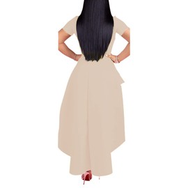 Lrady Womens Casual Short Sleeve Irregular Hem Ruched Blouse Asymmetrical Tee Shirts Dress Long Tunic Tops, Apircot, XX-Large