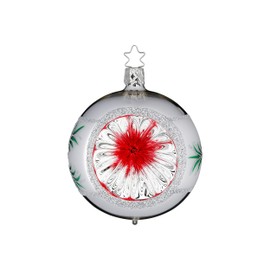 Fir Glow, Silver Shiny 21742R008 Inge-Glas German Glass Christmas Ornament 3 1/4" Tall