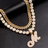 2pcs Cuban Link Silver Initial Necklace for Women - Hip