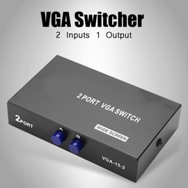 2 in 1 Out Switch Switcher Selection Box, VGA Switcher Splitter Data Synchronisation VGA Switch Support VGA, XVGA, SVGA, UXGA etc