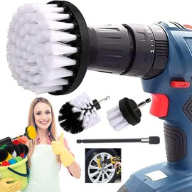 4pcs Cepillo de Taladro Eléctrico para Limpieza - de Limpieza para Detalles de Coche, Taladro de Limpieza Drill Brush Kit para Pulir Auto, Baño, Cocina, Alfombra, Tapicería, Azulejos, Pared, Esquinas