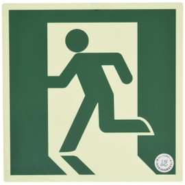 Japanese Green Cross 68033 Green Cross Medium Brightness Luminous Evacuation Guide Sticker Sign, Emergency Exit 7.9 x 7.9 inches (200 x 200 mm), Fire Service Certified Product
