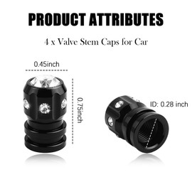 4PCS Bling Car Tire Valve Caps with Rhinestone,Upgrade Valves Stem Caps for Cars Decorate and Protect Tire Valve Stem,Stylish Valves Stem-Caps Automotive Exterior Accessories