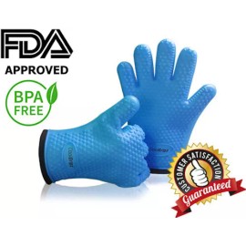 CoolGripz  Silicone Heat Resistant Lined Cooking Gloves Camping Pot Holder BBQ Kitchen  - Green