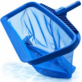 Pool Leaf Rake with Deep Mesh Bag, Heavy-Duty Pool Skimmer Net with Reinforced Frame and Detachable Pole Connector, Large Capacity Debris Scoop for Swimming Pool Cleaning, Blue
