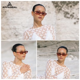 Appassal Retro Rectangle Sunglasses Womens Small Polarized Square Sunnies AP3729,Black/Grey