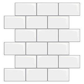 Art3dwallpanels 10 Blätter Dickes 3D Fliesenaufkleber Küche Bad Fliesenaufkleber zum Abziehen und Aufkleben Weiß Klebefliesen Vinyl Fliesen Wandpaneele Selbstklebend 30 x 30 cm