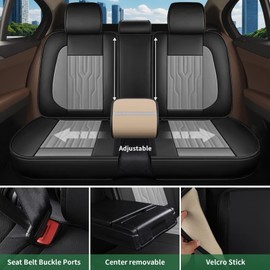 YORKNEIC Fit for Ford Escape Seat Covers Full Set 2001-2025 2026: 5 Seats Waterproof Leather Car Seat Covers Protector (2 Row 5 Seat, Black & Grey)