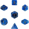 Polyhedral 7-Die Vortex Dice Set - Blue with Gold