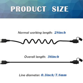 3ft/36 4 Pin Flat Trailer Extension Coiled Cable 18 Gauge Male and Female Wiring Harness Adapter Stretchable Trailer Wire Extension Plug & Play Connector