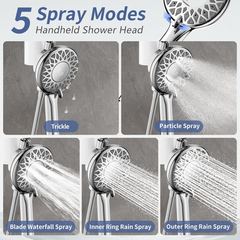 SINGSUO Filtered Rain Shower Head with Handheld Spray Combo, High