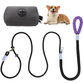 Dog Lead for Large and Medium Dogs (15-80 kg), 2.5 m Nylon Training Lead with Dog Bag, Dog Lead Can Hang Obliquely / Single Pull / Waist Pull, Hiking, Walking (Black)