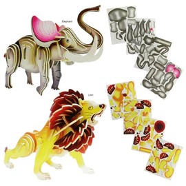 GreaterGood African Safari Woodcraft Construction Kit – Build 3D Wooden Models of Majestic Safari Animals, No Glue Required (Elephant)