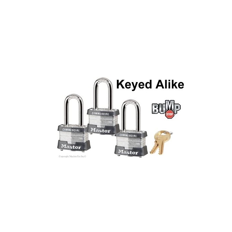 Master Lock - Keyed Alike Locks 3NKALF-3 w/BumpStop Technologiy