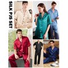 YOPUGEE Mens Satin Silky Pajama Set Short Sleeve Classic Sleepwear