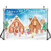 WOLADA Christmas Gingerbread House Backdrop Kids Christmas Backdrop Cookie Exchange