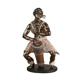 Touch of Class Jembe African Man Drum Player Table Sculpture Bronze 8 in Wide x 5.5 in deep x 16 in high