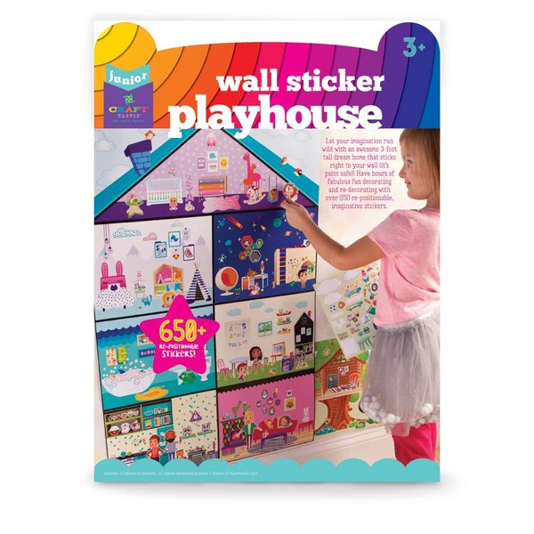 Craft-tastic Jr – Wall Sticker Playhouse – 3-Foot Tall Dreamhouse with Over 650 Reusable Stickers