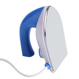 Mini Steam Iron, Handheld Garment Non Stick Sole Plate Steamer Clothing Iron for Clothes Electric Portable with Anti Slip Handle Detachable Power Supply Travel Business Trip 100W Work Blue and White