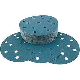 Starcke Premium 6 Inch 15 Hole Hook and Loop Grip Sanding Discs - Blue Zirconia - for Wood Floors (25, 80 Grit)