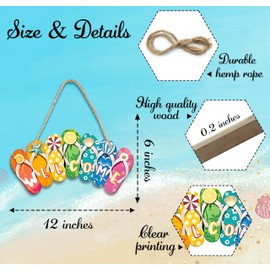 Summer Slippers Watermelon Welcome Hanging Sign - Wooden Door Hanger With Sisal Ropes - Summer Vibe Decorations For Living Room, Beach, Cafe, Bar, Home Office Party Favor & Accessories - A07