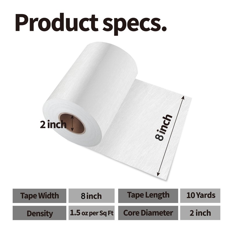 Fiberglass Mat Tape,1.5 Oz 10 Yds X 8" Wide,Fiberglass Chopped