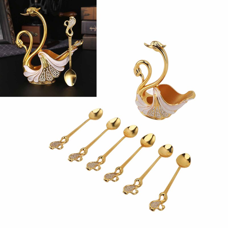 Swan Dinnerware Set Metal Tableware Cutlery Set Decorative Swan Base