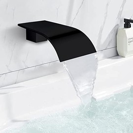 AZOS Bathroom High Flow Waterfall Spout Fixtures Filler Waterfall Spout for Bathroom Sink and Tub Shower Wall Mounted, Matte Black Wall Mount Waterfall Sprayer
