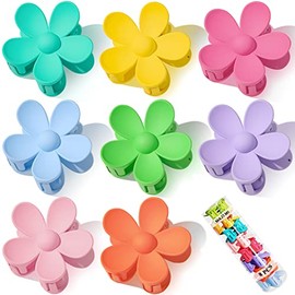 Hair Claw Clips Flower Hair Clips 8PCS Cute Hair Clip Matte Hair Clips Big Claw Clip Strong Hold Jaw daisy Clip Barrettes Large Hair Clamps Thin Hair Accessories Thick Hair For Women Girls Gifts 8 Colors