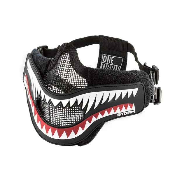 OneTigris Steel Mesh Half Face Mask + Moral Patch with Adjustable Straps for Airsoft Paintball CS