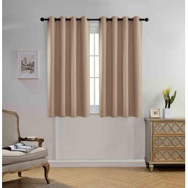 MIUCO Blackout Curtains Room Darkening Curtains Textured Grommet Window Curtains for Bedroom 2 Panels 52x63 Inch Long Taupe