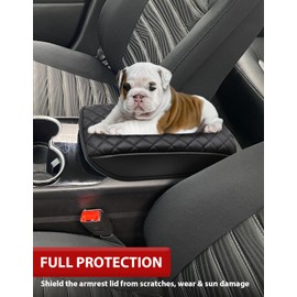 KBH Center Console Armrest Cover for Ford Fusion 2013 2014 2015 2016, Middle Console Lid Protector, Arm Hand Rest Cushion Interior Accessories, Vinyl Leather, Anti-Scratch, Black