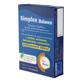 Simplex Balance Nartex Labs 30 Tabs Con Pasiflora Auxiliar En Cansancio Mental, Estrs Y Ansiedad Suplemento Natural Sin Sabor Para Agotamiento Mental 
