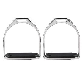 Cocoarm 1 Pair Iron Horse Stirrups, 4.8inch Riding Equestrian Plating Iron Horse Stirrups with Black Rubber Horse Mat for Horse Riding Equestrian Accessories