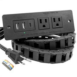 Drawer Outlet Kit with 2 15Amp AC Outlets & 2 USB Sockets 5V 2A & 1 Type-C Port, in Drawer Receptacle Kit for Bathroom Kitchen Bedroom Offices, Good Storage Assistant