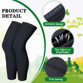 Skylety Compression Leg Sleeve Full Length Leg Warmers Sports Cycling Leg Warmers for Men Women Running Basketball, Black and White