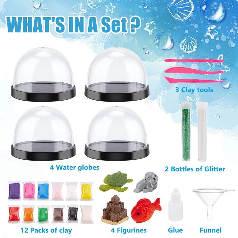 WEBEEDY DIY Underwater World Snow Globe Craft Set 4 Sets