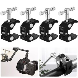 [KRGNPLE] Color: Black - 0.6 - 2.2 inches (15 - 55 mm), Quantity: 4 pieces Pipe Clamp, Super Clamp, Mini Clamp, Pipe Clamp, Camera Arm, Python Clamp, Head Mount, Multi Clamp, Universal Clamp, DIY Shelf, Hook, Camera Tripod, Flexible Mounting Clamp