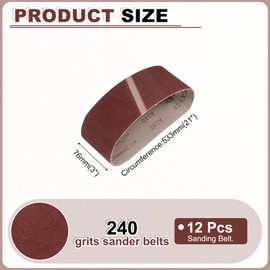 HARFINGTON 3 x 21 Inch Sanding Belts, 12 Pcs 240 Grits Aluminum Oxide Abrasive Belt Sander File Belt for Woodworking, Metal Polishing, Knife Sharpener