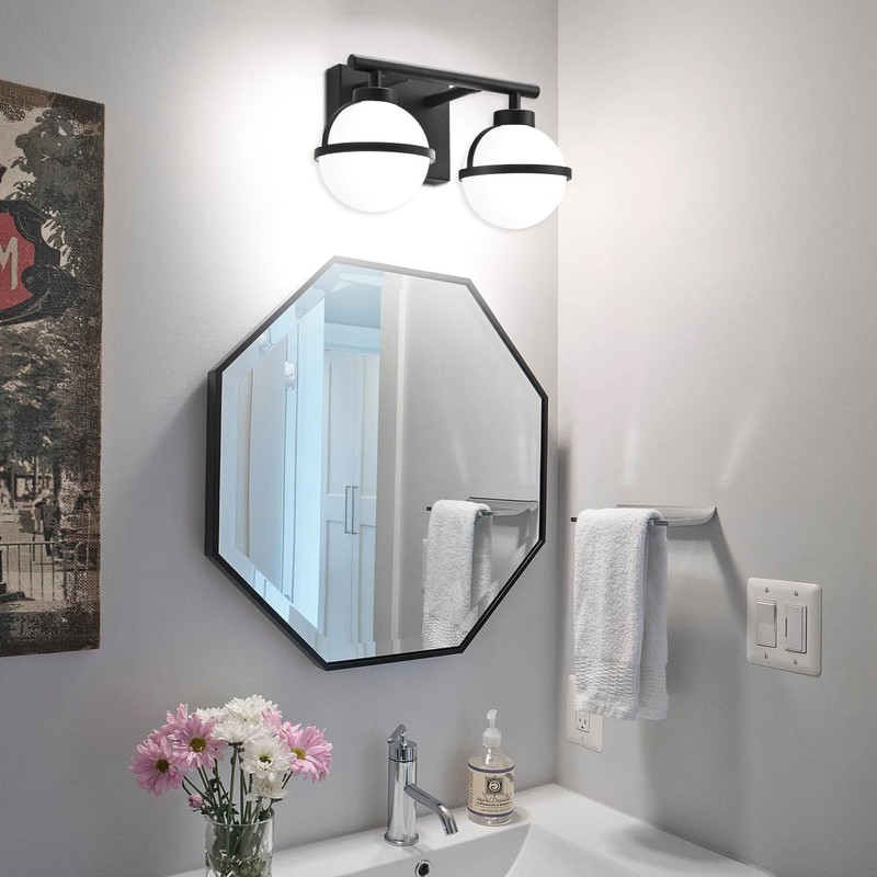SOLFART Black Bathroom Light Fixture 2 Light Bathroom Vanity Light