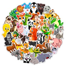 AUCEKO Pack of 50 Stickers Pack Animal Cartoon Animal Sticker Set Waterproof Vinyl Stickers for Laptop Children Cars Motorcycle Bicycle Skateboard Luggage Suitcase Computer Sticker Graffiti Decal